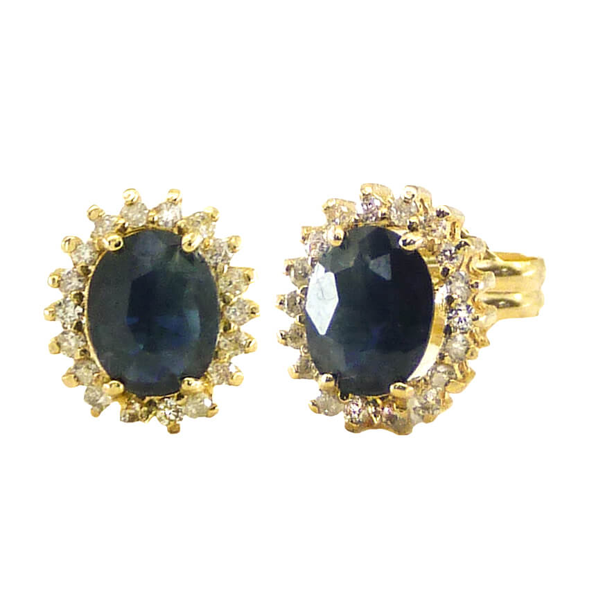 PENDIENTES CUAJO ZAFIRO OVAL 5x4 36 BRILLANTES 0.80MM H-SI 0.11 CT TW