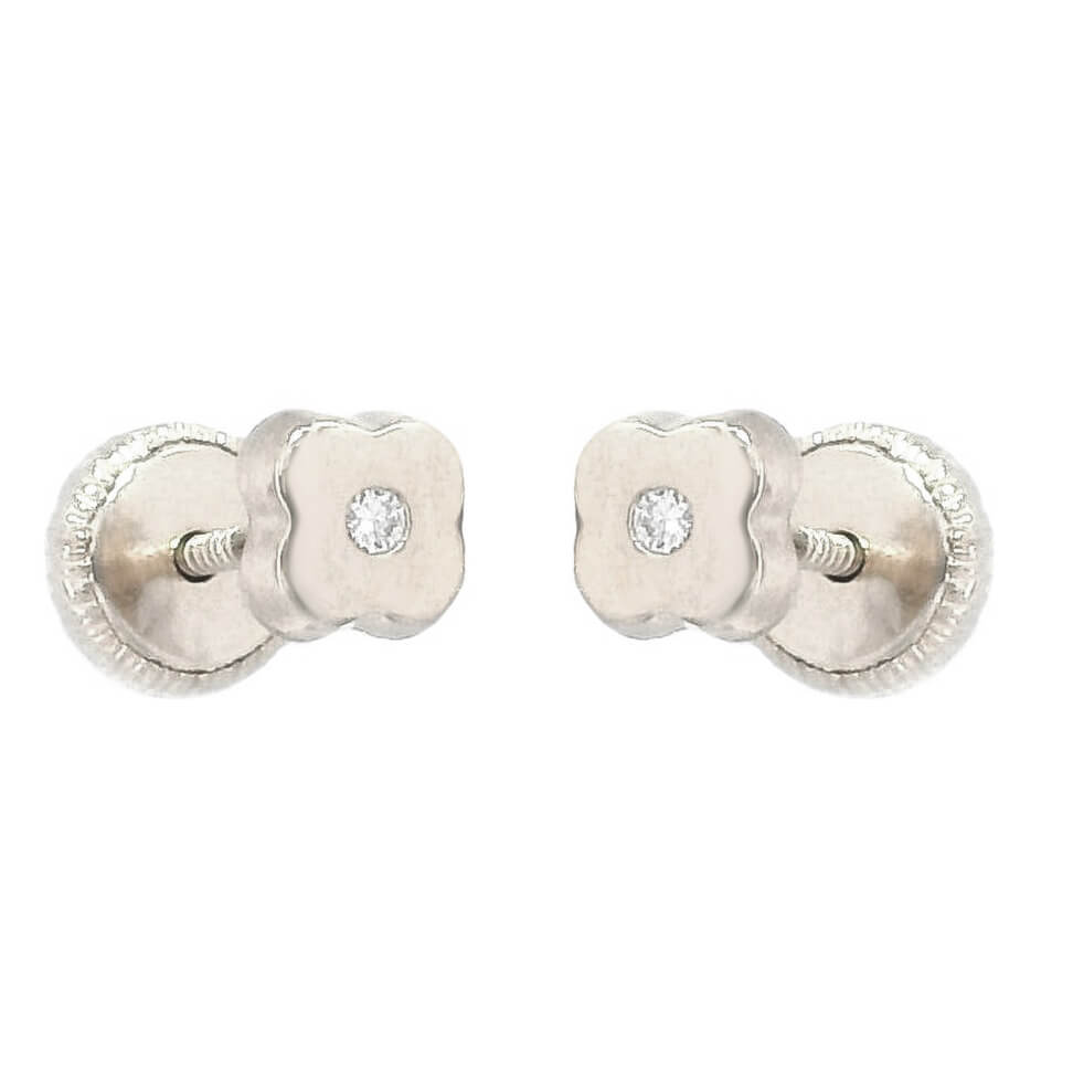 PENDIENTES CUATREBOL ORO BLANCO 4MM.BRILLANTES DE 1,10MM.