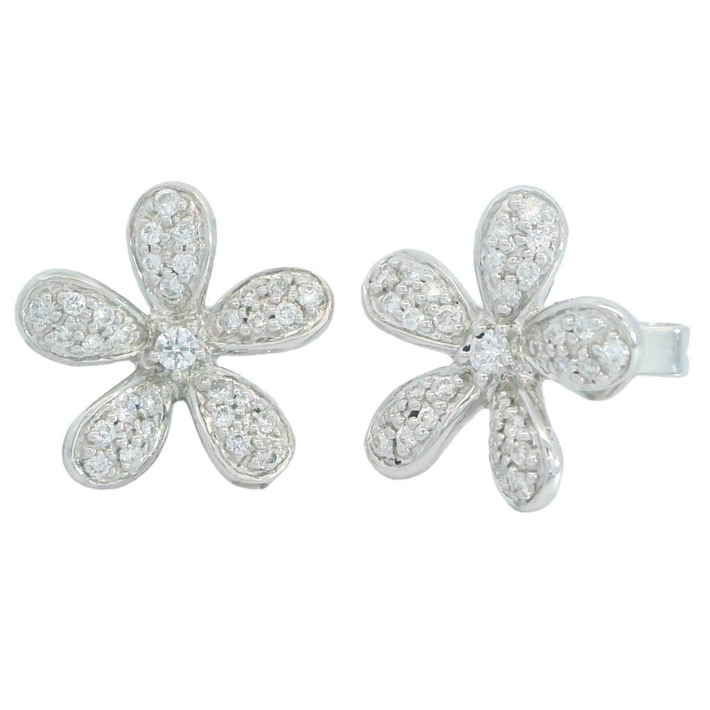 PENDIENTES FLOR DE BRILLANTES  BRILLANTES PRESION