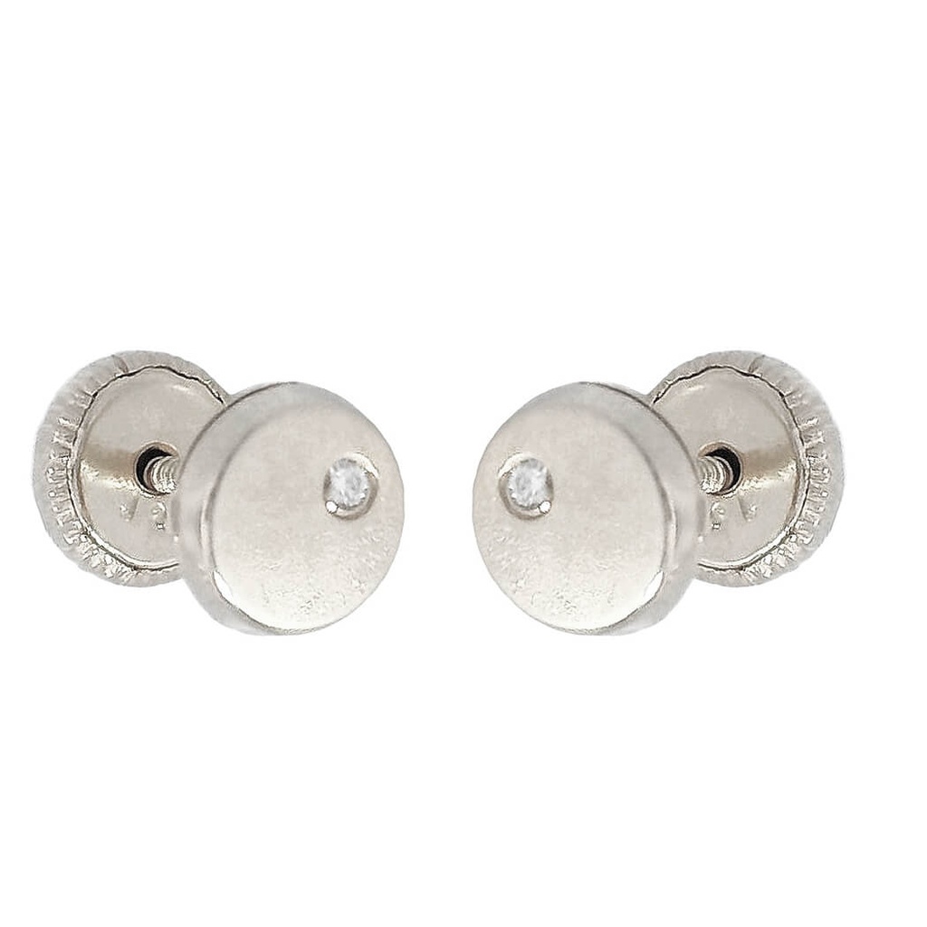 PENDIENTES ORO BLANCO REDONDOS 6MM.BRILLANTES 0.04 CT TW