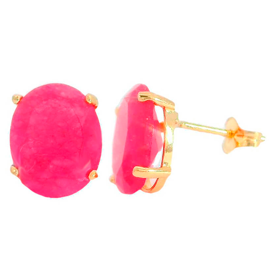 PENDIENTES OVAL 10x8MM COLOR  RUBI PRESION
