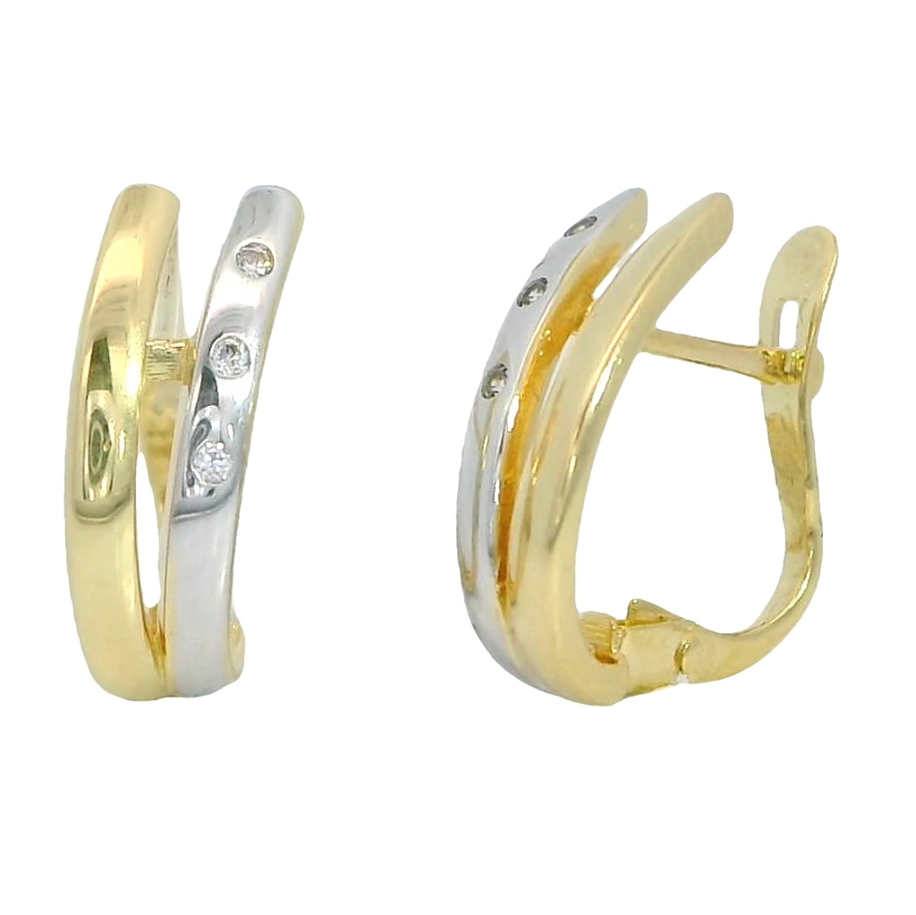 PENDIENTES MEDIO ARO DOBLE BANDA BICOLOR.