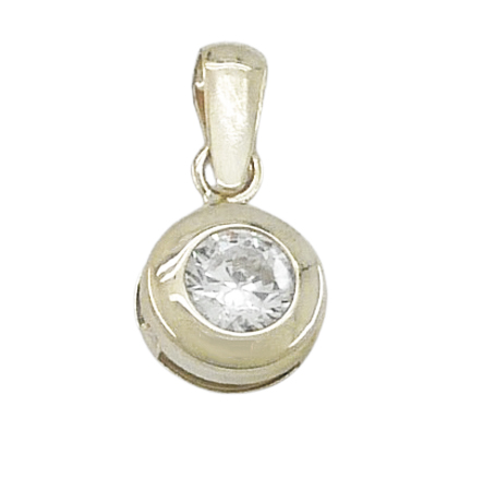 COLGANTE ORO BLANCO CHATON PIEDRA 4MM CON REASA