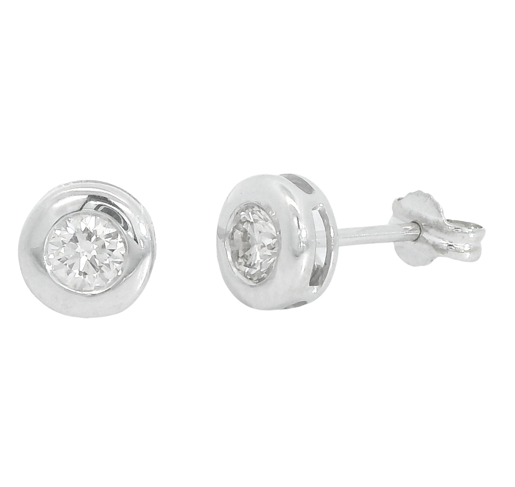 PENDIENTES CHATON FUNDICION  6MM. BRILLANTES H-SI1  0.50 CT TW