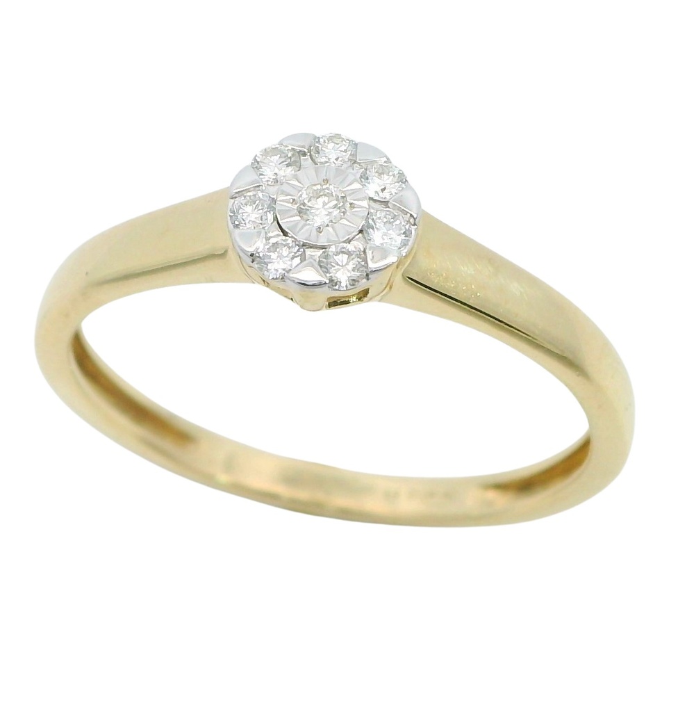 SORTIJA  BRILLANTES DI 7 RD 0.09 CT DI 1 RD SI-H 0.02 CT TW.