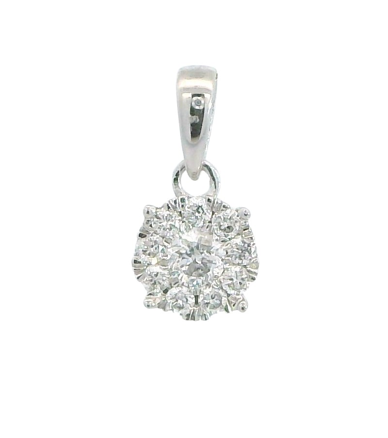 COLGANTE REDONDO 6x6MM 1 BRILLANTE DE  0.06 CT Y 9 DE 0.09 CT H-SI.0.15 CT TW