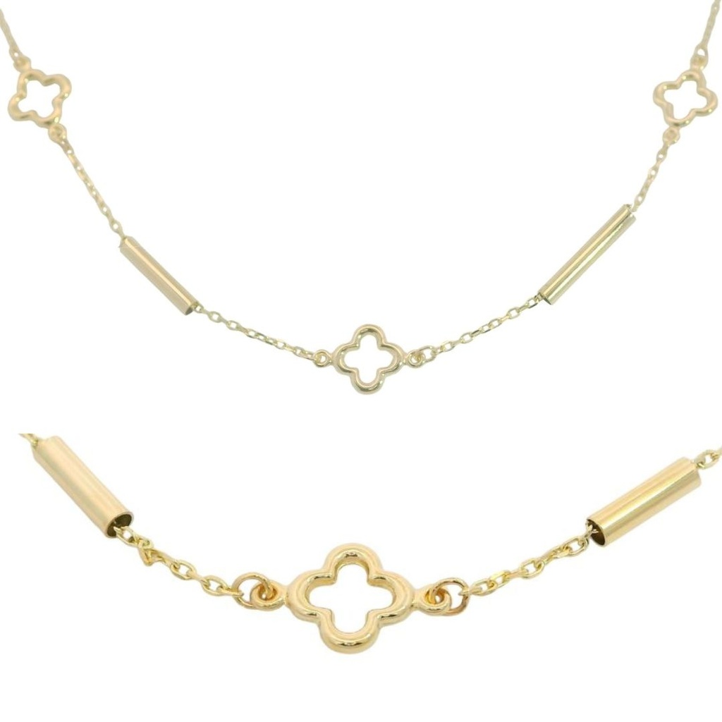 GARGANTILLA FLOR Y TUBOS,CADENA 45CM.