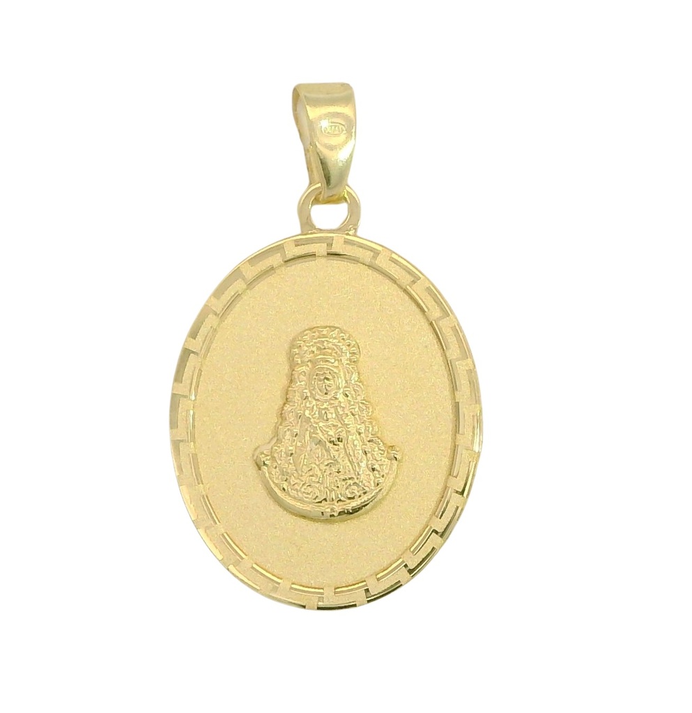 MEDALLA OVALADA VIRGEN DEL ROCIO CON GRECA.16x13MM