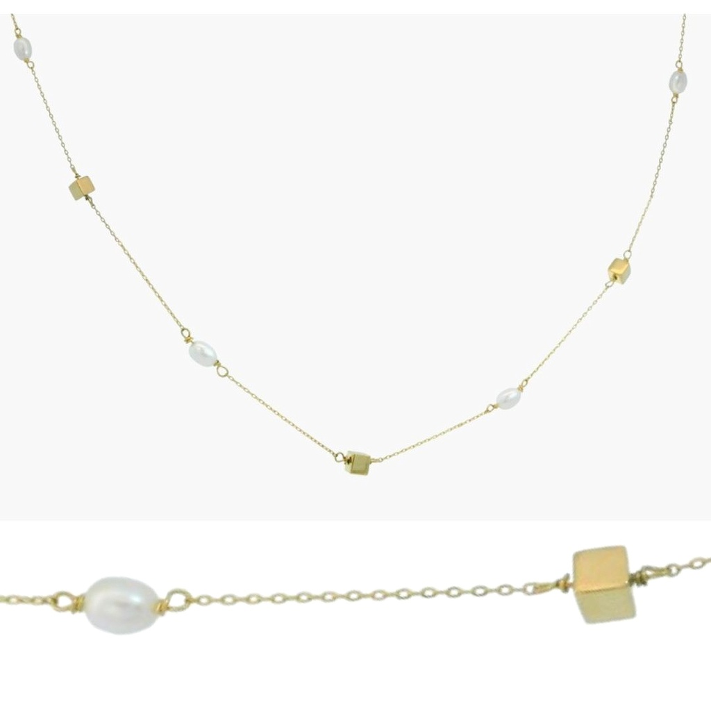 GARGANTILLA 3 CUBOS Y 4 PERLAS CULTIVADAS