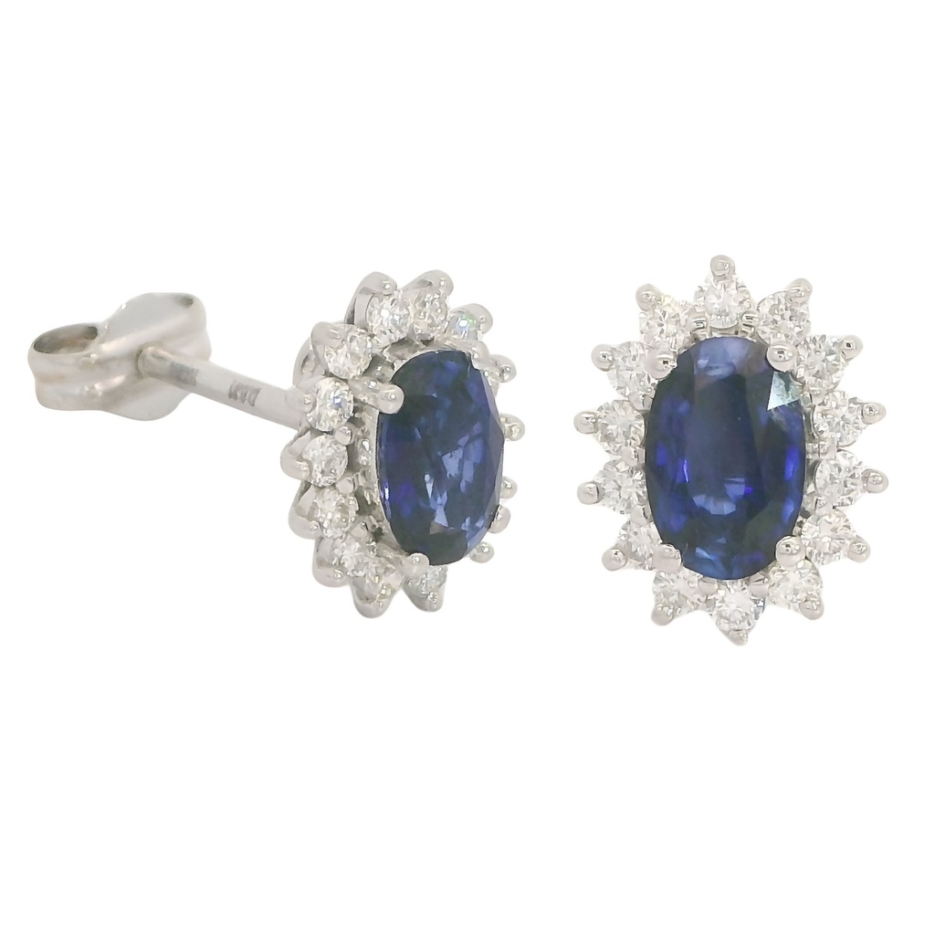 PENDIENTES ZAFIRO Y  BRILLANTES Di 28 RD 0.30 ZAFIRO 1.30 CT TW.SI H