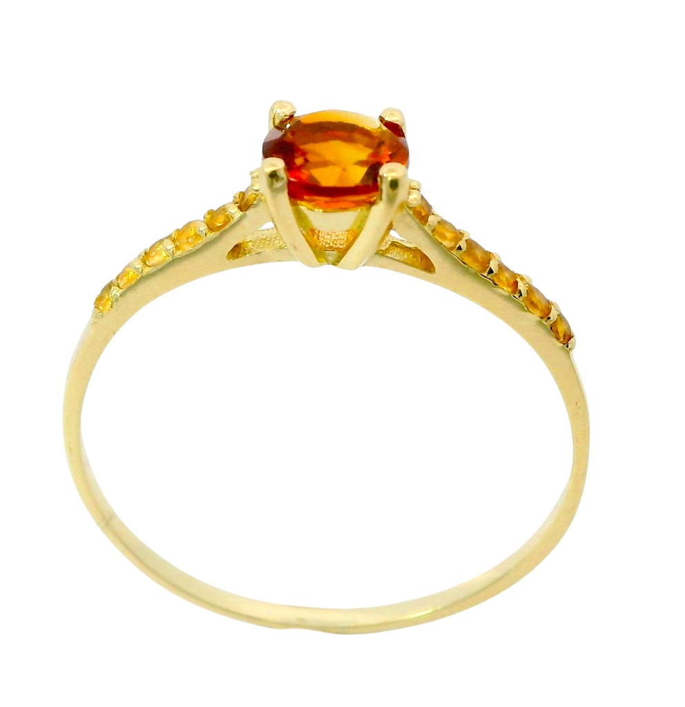 SOLITARIO GARRA PIEDRA  CITRINO MADEIRA NATURAL SEMI PRECIOSA 5MM