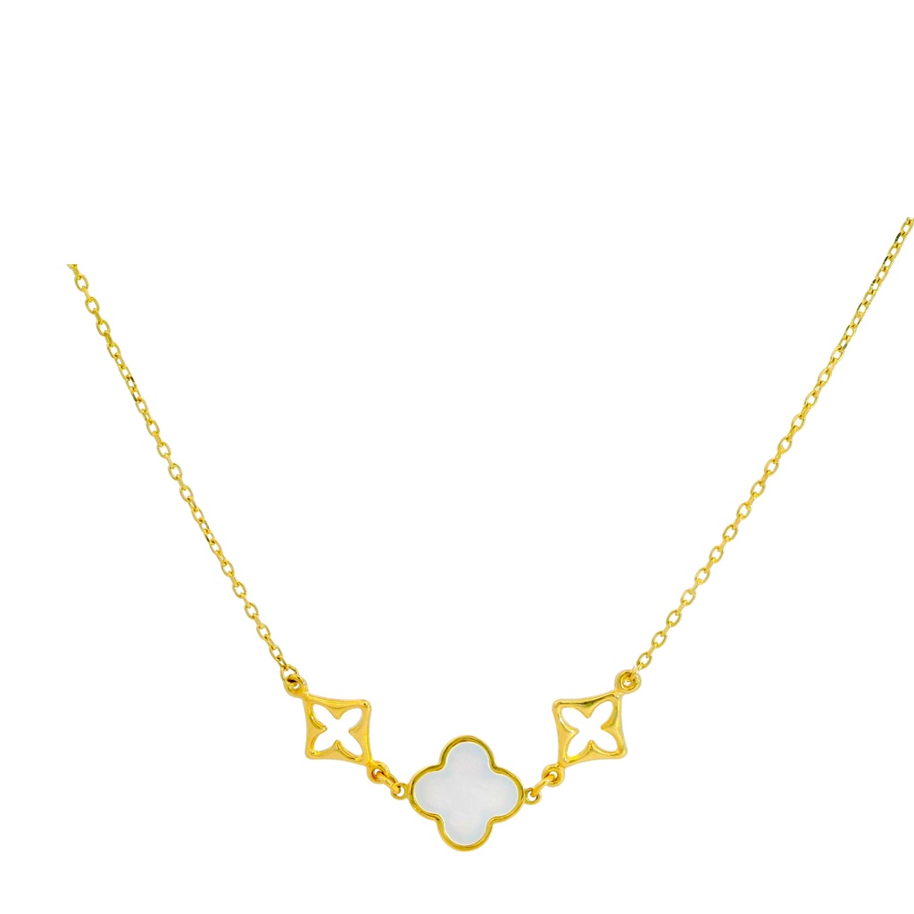 GARGANTILLA NACAR Y FLORES. CADENA 45CM.