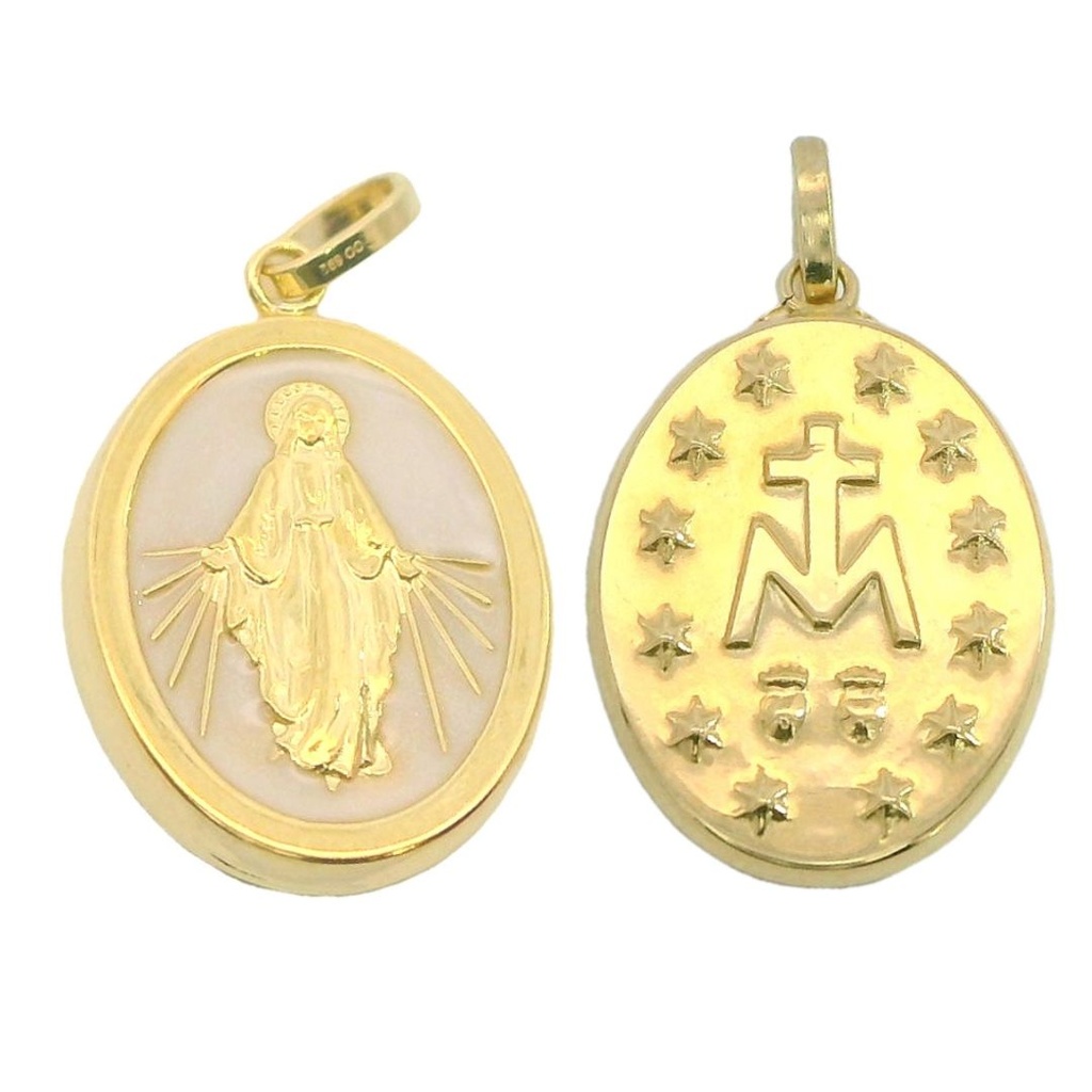 MEDALLA VIRGEN MILAGROSA OVAL  CON NÁCAR 21MM.