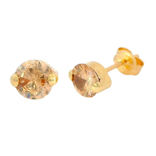 [5045CH] PENDIENTES  CIRCONITA REDONDA CHAMPAGNE 5MM PRESION