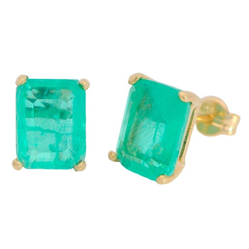 [5468E] PENDIENTES CUARZO VERDE 8x6MM