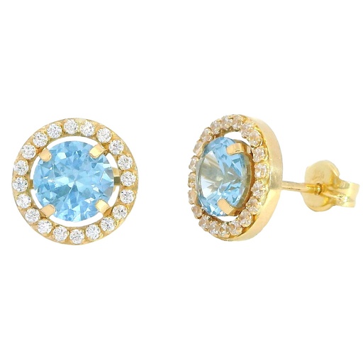 [5908A] PENDIENTES ORLA 9MM CENTRO 5.5MM PRESION COLOR AGUA MARINA