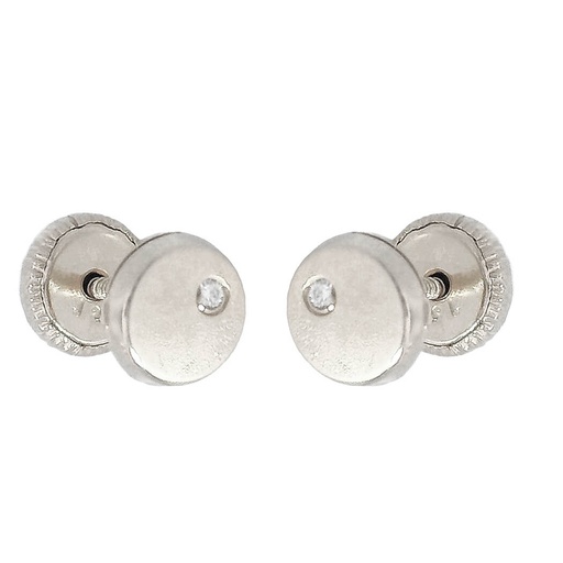 [B4319B] PENDIENTES ORO BLANCO REDONDOS 6MM.BRILLANTES 0.04 CT TW