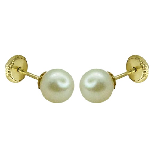 [1002] PENDIENTES PERLA ESFERICA 6-7MM.ROSCA