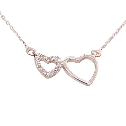 [B4069/0.03] COLGANTE DOBLE CORAZON 12MM CON BRILLANTES  12/0.03 H-SI