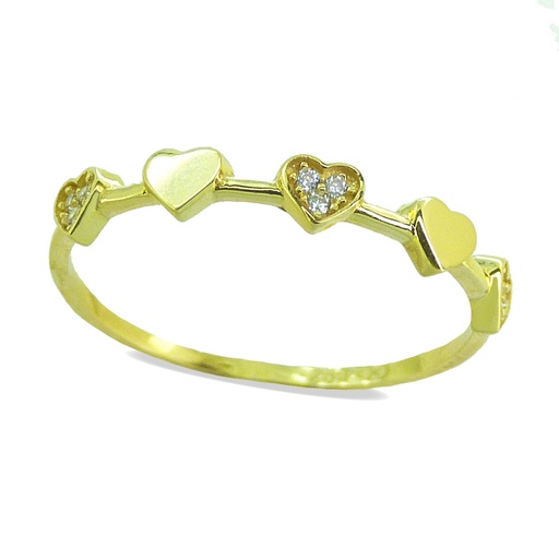 [4052] SORTIJA PIEDRAS CORAZONES FUNDIDA OA