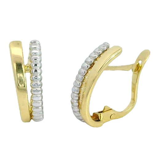 [00063] PENDIENTES MEDIO ARO DOBLE BANDA BICOLOR.