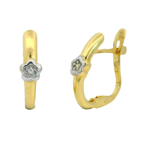 [00065] PENDIENTES MEDIO ARO  BICOLOR FLOR CIRCONITA.