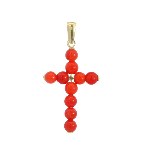 [00083C] CRUZ BOLAS CORAL NATURAL DE 2.5MM.15x10MM.