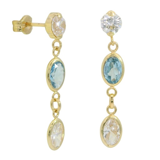 [00093] PENDIENTES LARGOS 24MM CON 1 PIEDRA EN COLOR AGUA MARINA