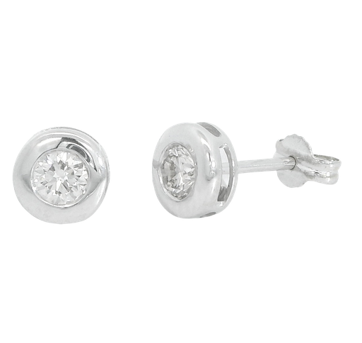 [B4121/0.50B] PENDIENTES CHATON FUNDICION  6MM. BRILLANTES H-SI1  0.50 CT TW