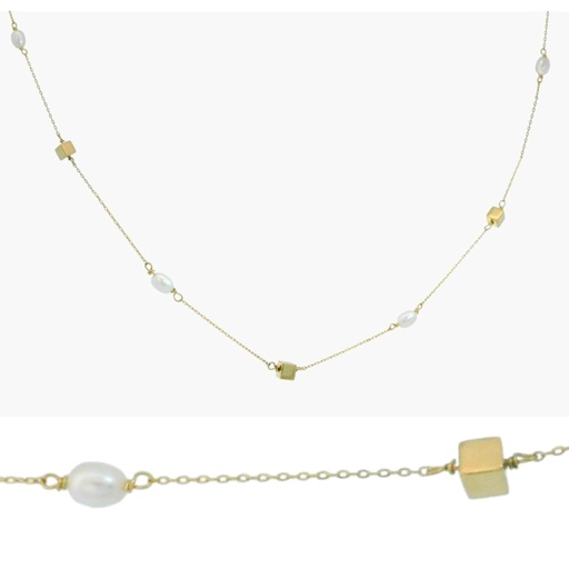 [00132P] GARGANTILLA 3 CUBOS Y 4 PERLAS CULTIVADAS