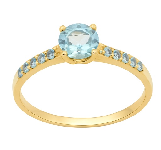 [4409A] SOLITARIO GARRA PIEDRA TOPACIO AZUL NATURAL SEMI PRECIOSA5MM Y TOPACIOS  EN BRAZO