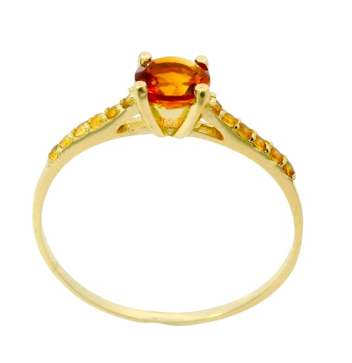 [4409C] SOLITARIO GARRA PIEDRA  CITRINO MADEIRA NATURAL SEMI PRECIOSA 5MM