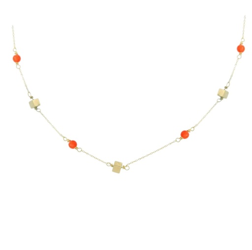 [00132C] GARGANTILLA 3 CUBOS Y 4 CORAL FINO