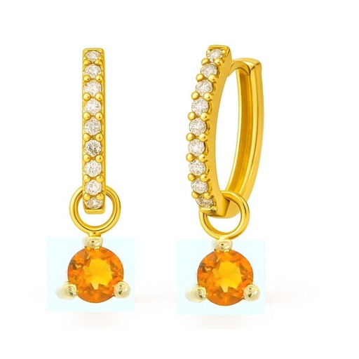 [5960C] PENDIENTES ARO DESMONTABLE CITRINO 3MM Y CIRCONITAS.17x1'5MM.