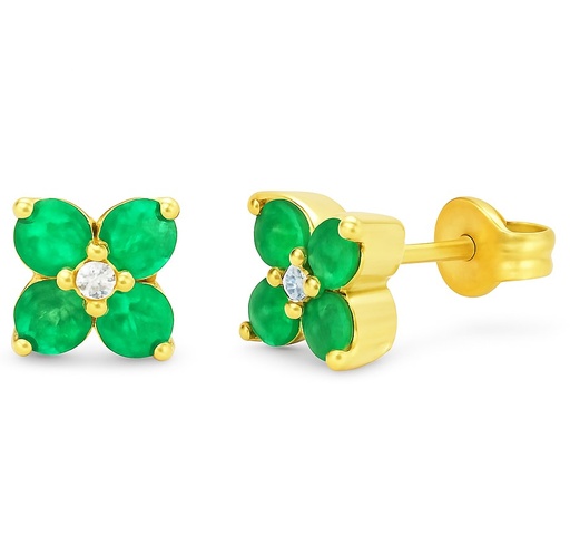 [B4219PE] PENDIENTES BRILLANTES Di 2 RD 0.02 8 ESMERALDA 0.72 CTS