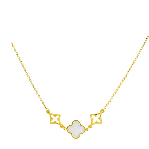 [00166] GARGANTILLA NACAR Y FLORES. CADENA 45CM.