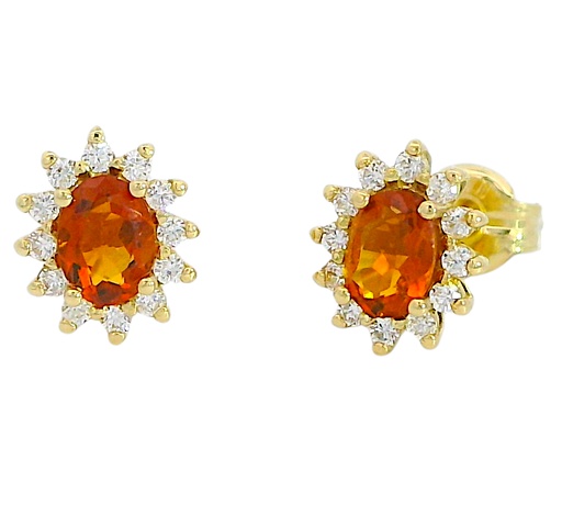 [5962C] PENDIENTE ROSETON CITRINO DE 4x3MM Y CIRCONITAS.