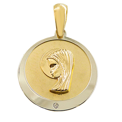 [4679B] MEDALLA VIRGEN ARENADA 15MM BICOLOR