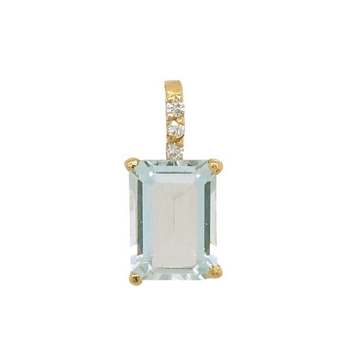 [B4158/CA] COLGANTE AGUAMARINA 7x5MM 0.98 CT 3 BRILLANTES 1MM H-SI 0.015 CT TW